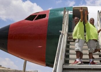 Palestinian twins turn decommissioned Boeing 707 aircraft into restaurant in Israel-occupied West Bank