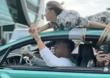 Watch: Russian influencer drives with girlfriend tied to roof in bizarre 'trust test'; police launches probe