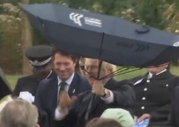Watch: Boris Johnson struggles with umbrella at memorial service for police; viral video prompts memes aplenty