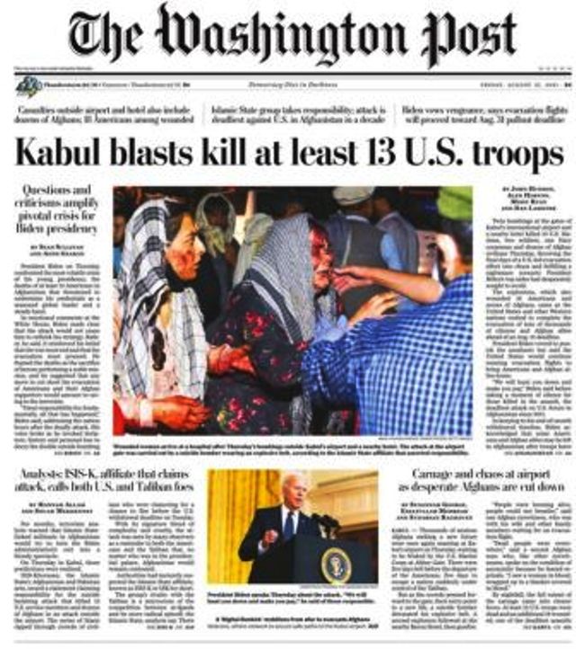 Infierno en la Tierra Lo que dijeron los periódicos de todo el mundo sobre las explosiones de Kabul