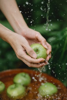 manzana con agua