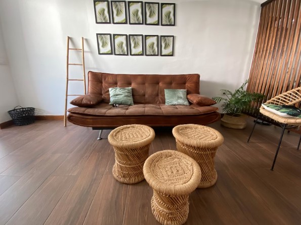 Salon con decoración safari
