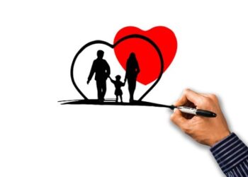 Familia de la mano dentro de corazon