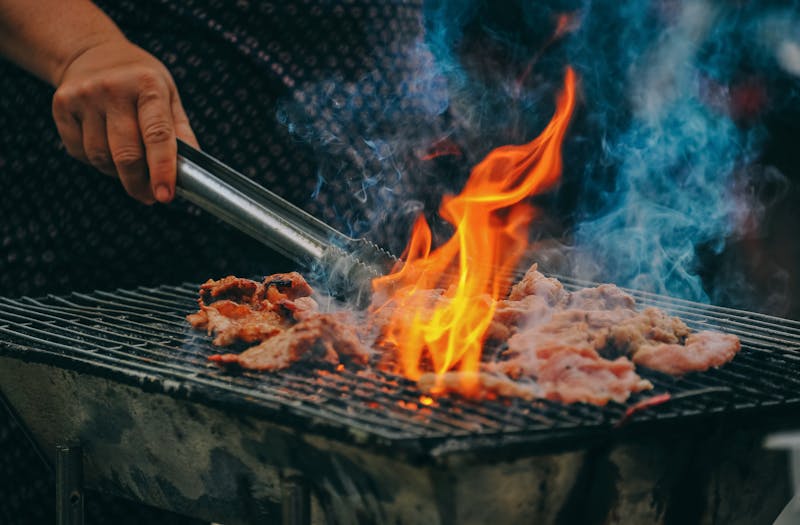 Barbacoa al aire libre con familia y amigos